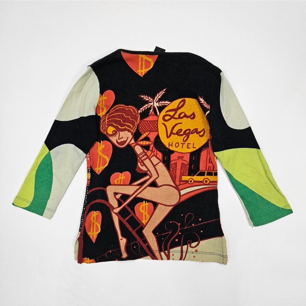 Y2k Custo Barcelona Sequin Top Las Vegas Graphic - Small - Picture 2 of 6